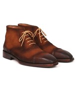 Paul Parkman Mens Shoes Ankle Boots Brown Suede Cap Toe Handmade 644BRW17 - $933.10 CAD