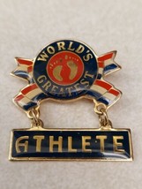 World&#39;s Greatest Athlete Vintage Enamel Pin 1981 Hang Ten Jewelry Co Pinback  - £15.48 GBP