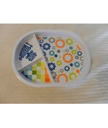 Child&#39;s Divided Melamine Plate 3 Sections With Gears, Plaid, Robot Design - £14.95 GBP