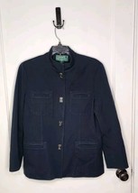 Lauren Ralph Lauren Navy Blue Military Jacket Sz 12P Metal Clasp Toggle ... - $37.40