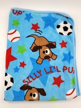 Northpoint Baby Blanket Silly Lil Pup Blue Puppy Dog Sports Balls Stars Boy B18 - £19.66 GBP