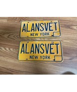 2 New York NY  Personalized Vanity License Plate  &quot; ALANSVET &quot; Vintage - £36.57 GBP