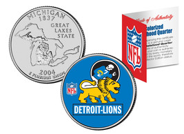 Detroit Lions Retro Logo Michigan Quarter Colorized Coin Football Nfl Licensed - £6.86 GBP