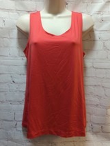 Chico&#39;s size 1 (Medium) tank top blouse sleeveless women coral hibiscus ... - $16.82