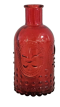 Decorative Glass Bottle Small Vintage Embossed Dot Texture Red - $9.90