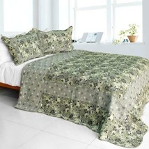 [Noble Garden] Cotton 3PC Vermicelli-Quilted Printed Quilt Set (Full/Queen Size) - £62.24 GBP