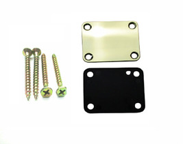 Gold Neck Plate With 4 Screws Replacement Part For Fender Strat Electric... - £11.00 GBP