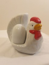 Vintage 3-pc Ceramic Chicken Napkin Holder with Egg Salt &amp; Pepper Shakers - £13.95 GBP