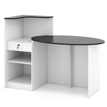 Modern Reception Desk Front Counter Desk with Oval Tabletop-Black - Colo... - $278.39