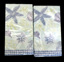 Starfish Mosiac Blue Hand Towels Paper Napkins Beach Summer House 26 pk Set of 2 - £17.85 GBP
