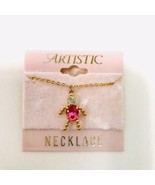 Artistic Children&#39;s Tourmaline October Birthstone Pendant Gold Tone 16&quot; ... - $132.32 MXN