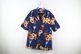 Vtg 90s Streetwear Mens XL Faded Flower Mixed Drink Hawaiian Button Shirt USA - £35.00 GBP