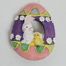 Vintage Easter Bunny Rabbit Egg Brooch Pin 2 Inch Resin - $9.32