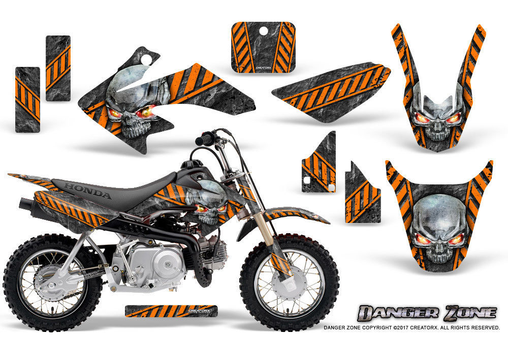 HONDA CRF 50 GRAPHICS KIT CREATORX DECALS STICKERS DANGER ZONE ORANGE - $108.90