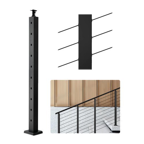  Cable Railing Post, 36x2x2 Inch Stair Railing Post, with Pre-Drilled 30... - $60.06