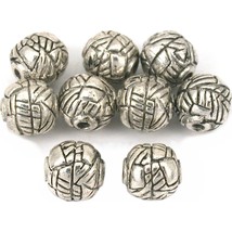 Bali Round Beads Antique Silver Plated 8mm 8Pcs Approx. - £5.45 GBP