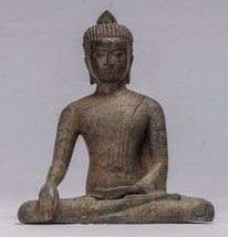Antigüedad Sri Lanka Estilo Bronce Sentado Enlightenment Estatua de Buda - - £399.32 GBP