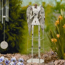 Antiqued Metal Garden Angel Statue Praying Angel Decor Indoor Outdoor Ya... - £57.39 GBP