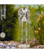 Antiqued Metal Garden Angel Statue Praying Angel Decor Indoor Outdoor Ya... - $72.99