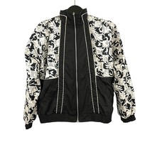 VTG Floral Bomber Windbreaker Jacket MEDIUM Baroque Silver Black 90s Lavon  - £18.99 GBP