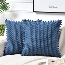 Elegant Homi Set Of 2 Dusty Blue Decorative Throw Pillow Covers For Couch Bed - £33.16 GBP