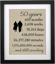 50th Anniversary Burlap Print Gifts for Grandma &amp; Grandpa 50th Wedding A... - £11.11 GBP
