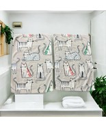 Set 2 Artisan Home Bathroom Hand Guest Towels- Cartoon Cat Graphics 27”x... - €24,53 EUR