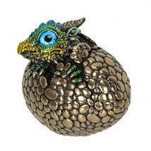 Bronze Finish Dragon Hatchling Figurine with Hand Painted Color Accents - £45.77 GBP