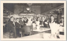 1920-30s Black And White Photo Of A Group Of Gentleman Setting At A Restaurant - £12.28 GBP