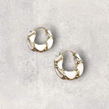 Gold White Tone Hoop Earrings Female Enamel Lava Earbobs Versatile - $11.81