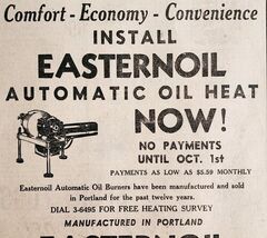Easternoil Automatic Oil Heat 1940 Advertisement Portland Maine Derby DW... - $42.03 CAD