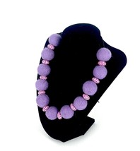 Textile art felt necklace, felted wool ball statement necklace, purple necklace, - £38.55 GBP