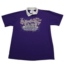 JERZEES Shirt Mens L Purple Short Sleeve Collared Graphic Print Knit Casual Tee - $22.75