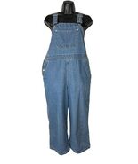 Gloria Vanderbilt VTG Y2K Bib Jeans Overalls Wide Leg M Blue Denim Pocket - $53.51 CAD