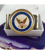 Money Clip &quot;United States Navy&quot; Cash ID Holder Gold Tone - $649.02 MXN
