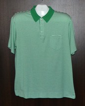 Ralph Lauren Green White Stripes Polo Men's Cotton Casual T-Shirt Size L P/O - $12.19