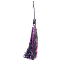 Wicca Besom, Black &amp; Purple with Beads and Goddess Charm! - £15.69 GBP