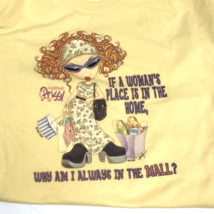 Vintage Top Tee SZ L Shopping Always At The Mall Humor Prissy Y2K 2004 - £30.89 GBP