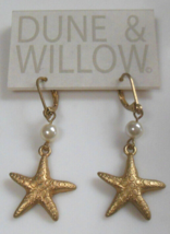 Dune &amp; Willow Gold-tone Star &amp; Pearl Dangle Drop Leverback Earrings 1.3/4&quot; Long - $22.28