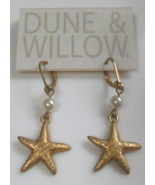 Dune &amp; Willow Gold-tone Star &amp; Pearl Dangle Drop Leverback Earrings 1.3/... - $30.91 CAD