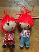 Vintage Pair Lot of Raggedy Ann &amp; Andy Christmas Tree Ornaments – made in Hong  - £6.86 GBP
