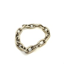 Vintage Sterling Signed 925 Rare Etched Oval Rolo Chain Link Bracelet size 6 3/4 - £138.82 GBP