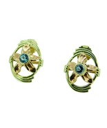 Authenticity Guarantee 
Retro 14k Gold Genuine Natural Aquamarine Earrin... - £427.76 GBP