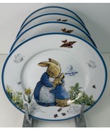 4 Salad Dessert Plates Beatrix Potter Peter Rabbit Easter Spring Flowers... - $53.41