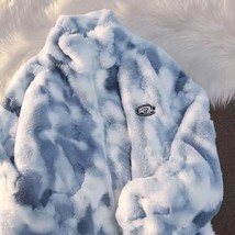 Tie Dye Woman Zipper Jacket Real Rabbit Coat Real Winter Clothes Women Long Slee - £39.38 GBP
