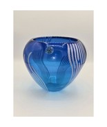 DS Studio Blue Art Glass Vase with White Stripe Pattern - $1,120.50 MXN