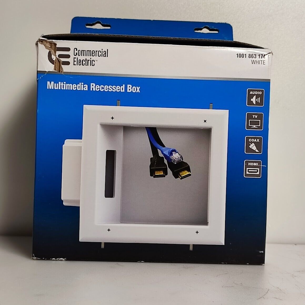 Commercial Electric Tv Multimedia Recessed Box For Hidden Wiring 5053WHVN Wall Plates