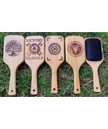 Handmade engraved Natural Bamboo Hairbrush Comb Viking Pagan Pentagram T... - $21.67