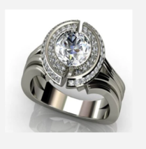 SILVER ROUND RHINESTONE COCKTAIL RING SIZE 5 6 7 8 9 - £31.49 GBP