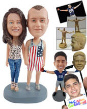 Personalized Bobblehead Funny looking couple wearing overalls and nice shoes - W - £123.38 GBP